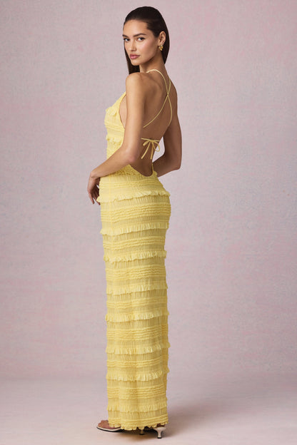 Tüll-Maxikleid mit Rüschen