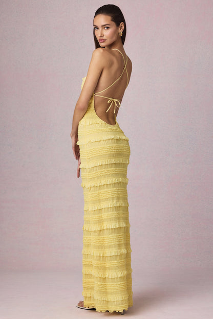 Tüll-Maxikleid mit Rüschen